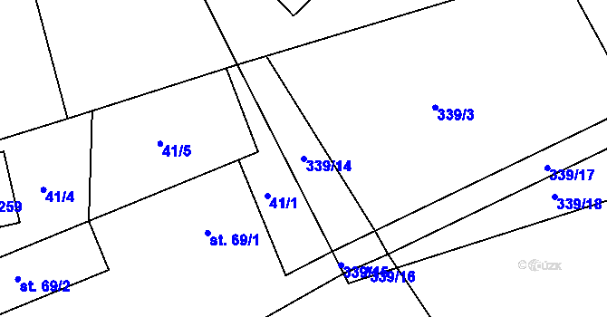 Parcela st. 339/14 v KÚ Škrdlovice, Katastrální mapa