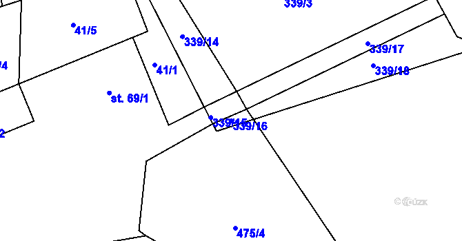 Parcela st. 339/16 v KÚ Škrdlovice, Katastrální mapa