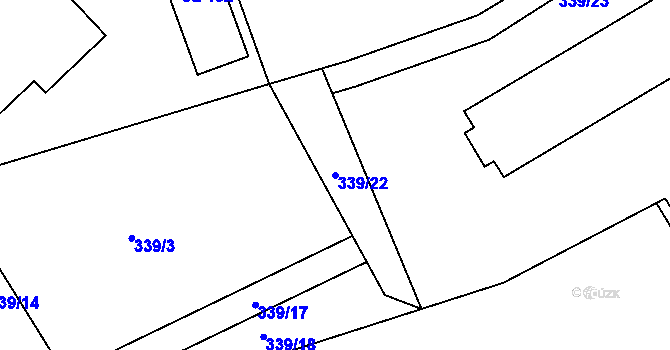Parcela st. 339/22 v KÚ Škrdlovice, Katastrální mapa
