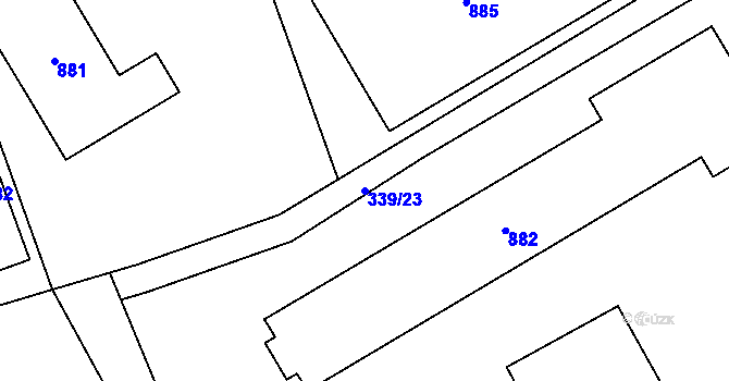 Parcela st. 339/23 v KÚ Škrdlovice, Katastrální mapa