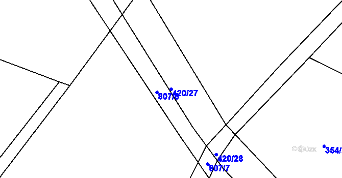 Parcela st. 420/27 v KÚ Škrdlovice, Katastrální mapa