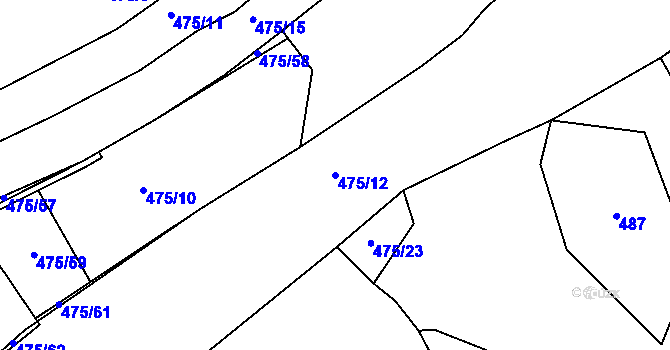 Parcela st. 475/12 v KÚ Škrdlovice, Katastrální mapa