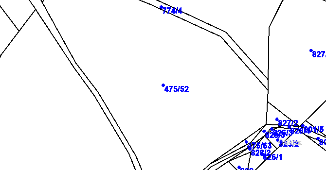 Parcela st. 475/52 v KÚ Škrdlovice, Katastrální mapa