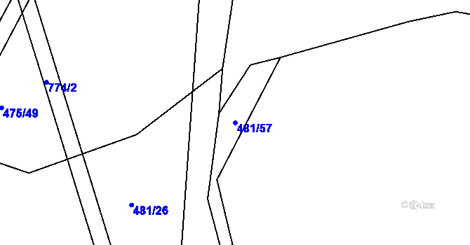 Parcela st. 481/57 v KÚ Škrdlovice, Katastrální mapa