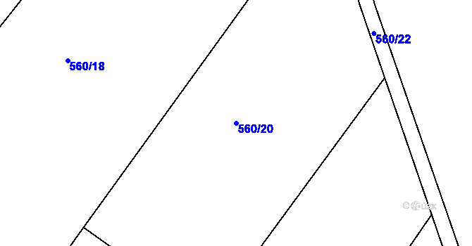 Parcela st. 560/20 v KÚ Škrdlovice, Katastrální mapa