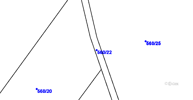 Parcela st. 560/22 v KÚ Škrdlovice, Katastrální mapa