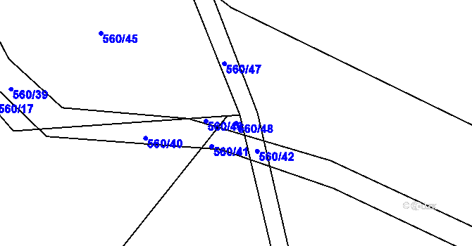 Parcela st. 560/48 v KÚ Škrdlovice, Katastrální mapa
