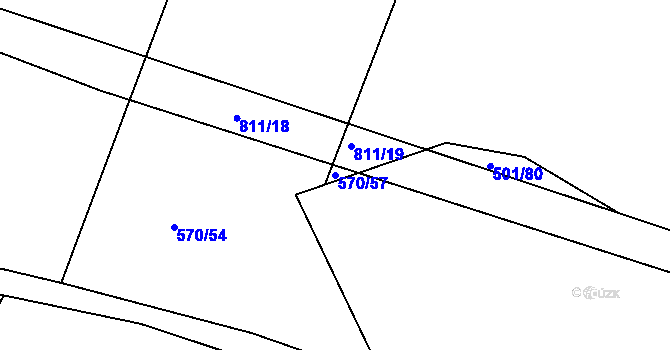 Parcela st. 570/57 v KÚ Škrdlovice, Katastrální mapa