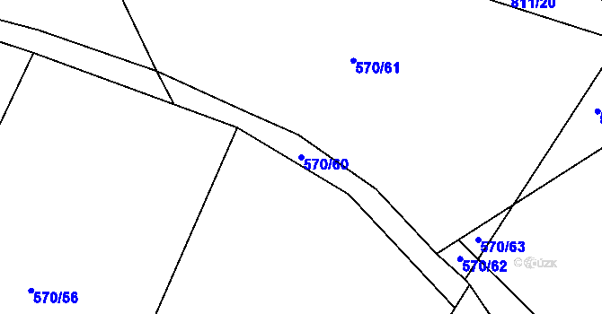 Parcela st. 570/60 v KÚ Škrdlovice, Katastrální mapa