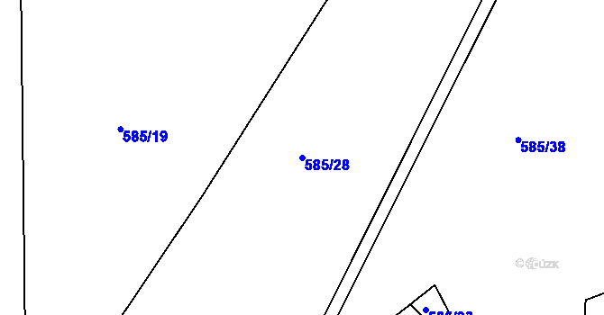 Parcela st. 585/28 v KÚ Škrdlovice, Katastrální mapa