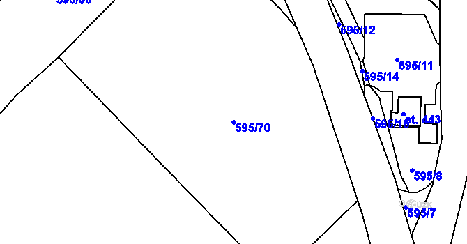 Parcela st. 595/70 v KÚ Škrdlovice, Katastrální mapa