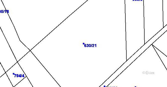 Parcela st. 630/21 v KÚ Škrdlovice, Katastrální mapa
