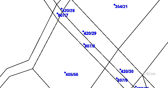 Parcela st. 807/8 v KÚ Škrdlovice, Katastrální mapa