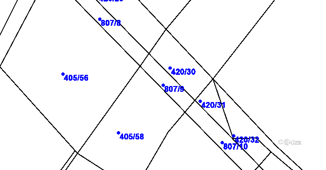 Parcela st. 807/9 v KÚ Škrdlovice, Katastrální mapa