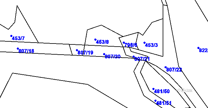 Parcela st. 807/20 v KÚ Škrdlovice, Katastrální mapa
