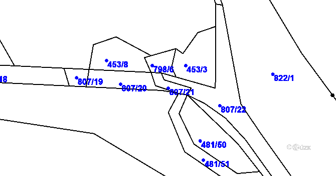 Parcela st. 807/21 v KÚ Škrdlovice, Katastrální mapa