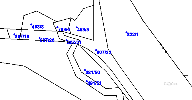 Parcela st. 807/22 v KÚ Škrdlovice, Katastrální mapa