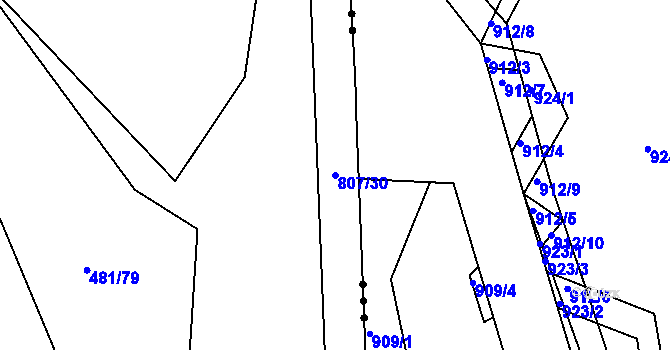 Parcela st. 807/30 v KÚ Škrdlovice, Katastrální mapa