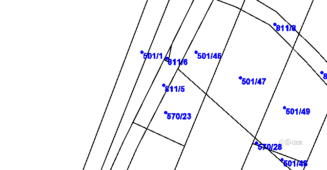 Parcela st. 811/5 v KÚ Škrdlovice, Katastrální mapa