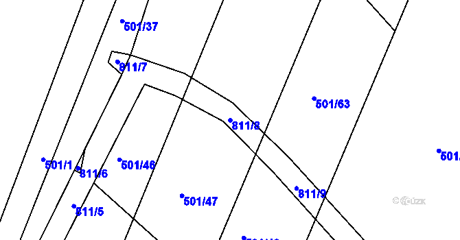 Parcela st. 811/8 v KÚ Škrdlovice, Katastrální mapa
