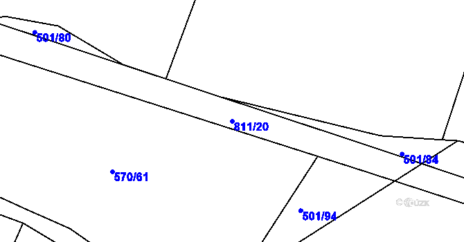 Parcela st. 811/20 v KÚ Škrdlovice, Katastrální mapa