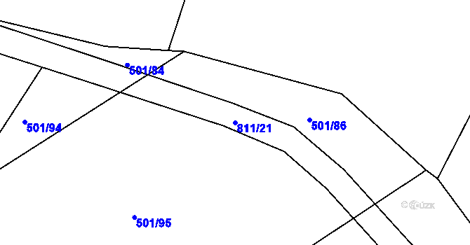Parcela st. 811/21 v KÚ Škrdlovice, Katastrální mapa