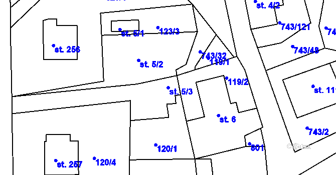 Parcela st. 5/3 v KÚ Škrdlovice, Katastrální mapa