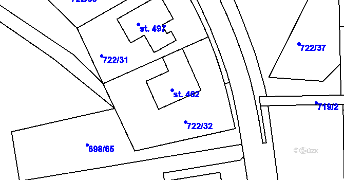 Parcela st. 462 v KÚ Škrdlovice, Katastrální mapa