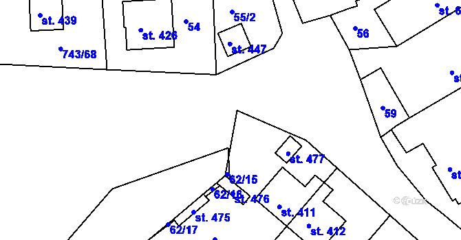 Parcela st. 62/14 v KÚ Škrdlovice, Katastrální mapa