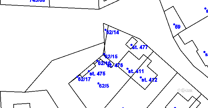 Parcela st. 62/15 v KÚ Škrdlovice, Katastrální mapa
