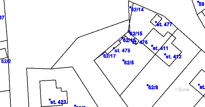 Parcela st. 62/17 v KÚ Škrdlovice, Katastrální mapa