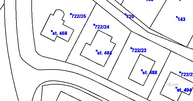 Parcela st. 484 v KÚ Škrdlovice, Katastrální mapa