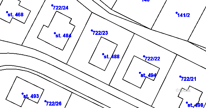 Parcela st. 488 v KÚ Škrdlovice, Katastrální mapa