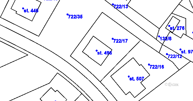 Parcela st. 496 v KÚ Škrdlovice, Katastrální mapa