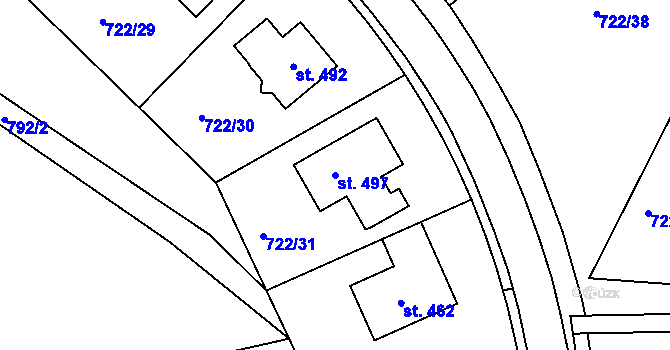 Parcela st. 497 v KÚ Škrdlovice, Katastrální mapa