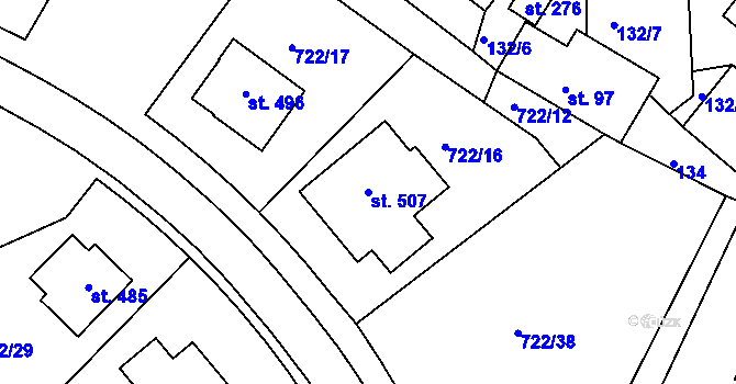 Parcela st. 507 v KÚ Škrdlovice, Katastrální mapa