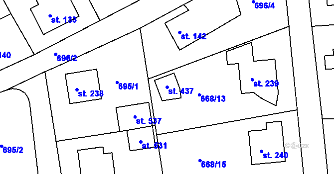 Parcela st. 437 v KÚ Škrdlovice, Katastrální mapa