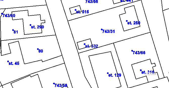Parcela st. 532 v KÚ Škrdlovice, Katastrální mapa