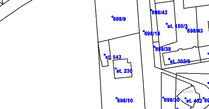 Parcela st. 543 v KÚ Škrdlovice, Katastrální mapa