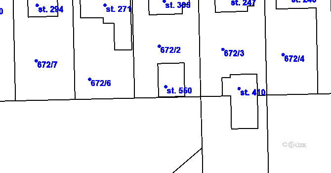 Parcela st. 550 v KÚ Škrdlovice, Katastrální mapa