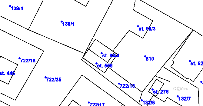 Parcela st. 98/4 v KÚ Škrdlovice, Katastrální mapa