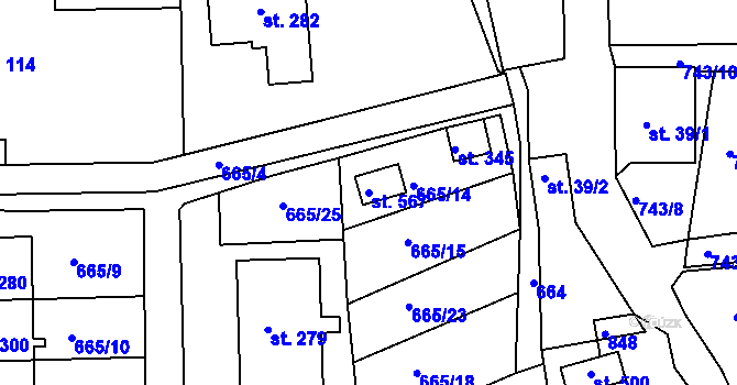 Parcela st. 567 v KÚ Škrdlovice, Katastrální mapa