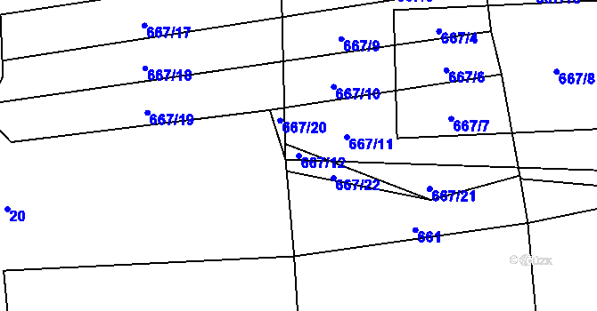 Parcela st. 667/12 v KÚ Škůdra, Katastrální mapa