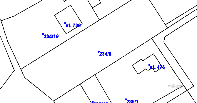 Parcela st. 234/8 v KÚ Škvorec, Katastrální mapa