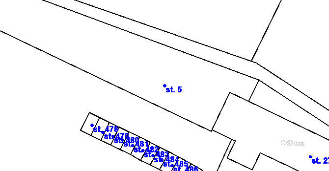 Parcela st. 5 v KÚ Škvorec, Katastrální mapa