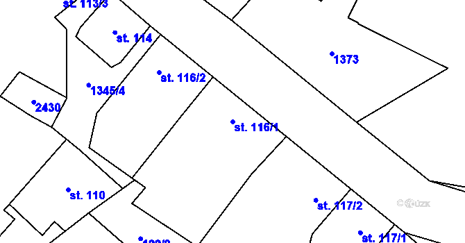 Parcela st. 116/1 v KÚ Škvorec, Katastrální mapa