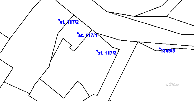 Parcela st. 117/3 v KÚ Škvorec, Katastrální mapa