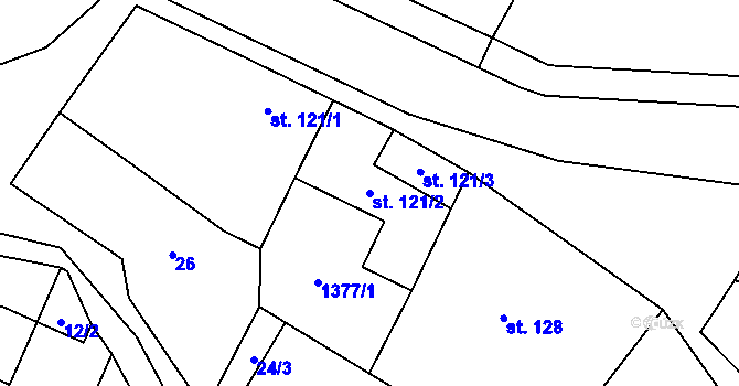 Parcela st. 121/2 v KÚ Škvorec, Katastrální mapa