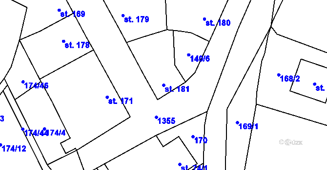 Parcela st. 181 v KÚ Škvorec, Katastrální mapa