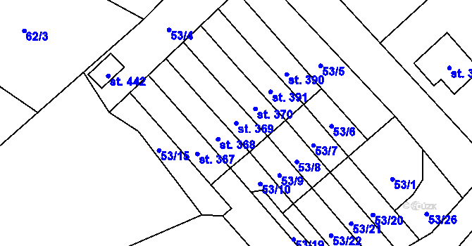 Parcela st. 369 v KÚ Škvorec, Katastrální mapa